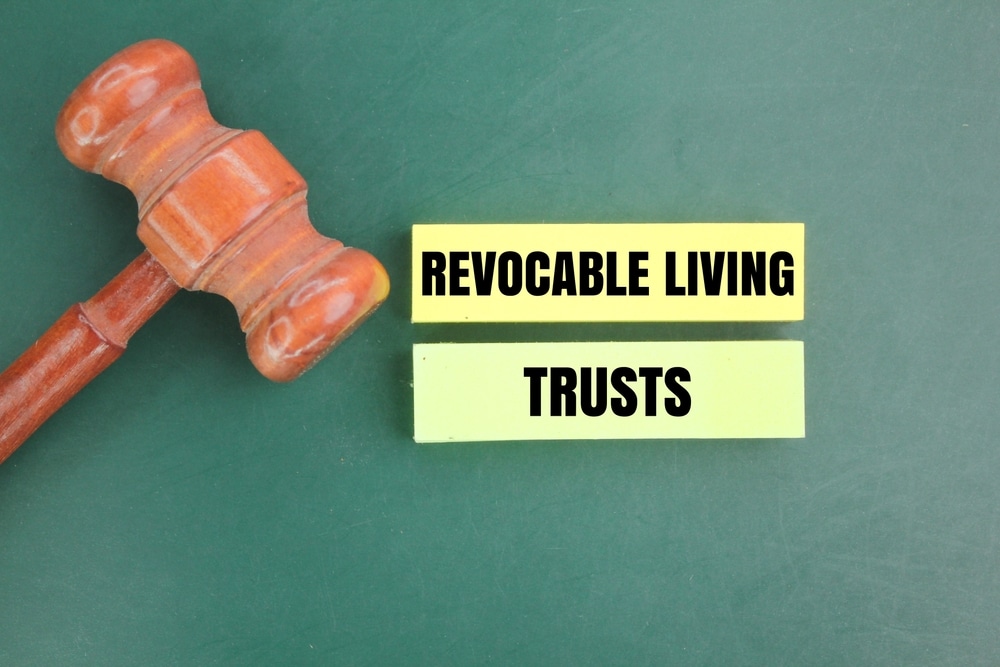 Judge's,Hammer,And,Colored,Paper,With,The,Words,Revocable,Living